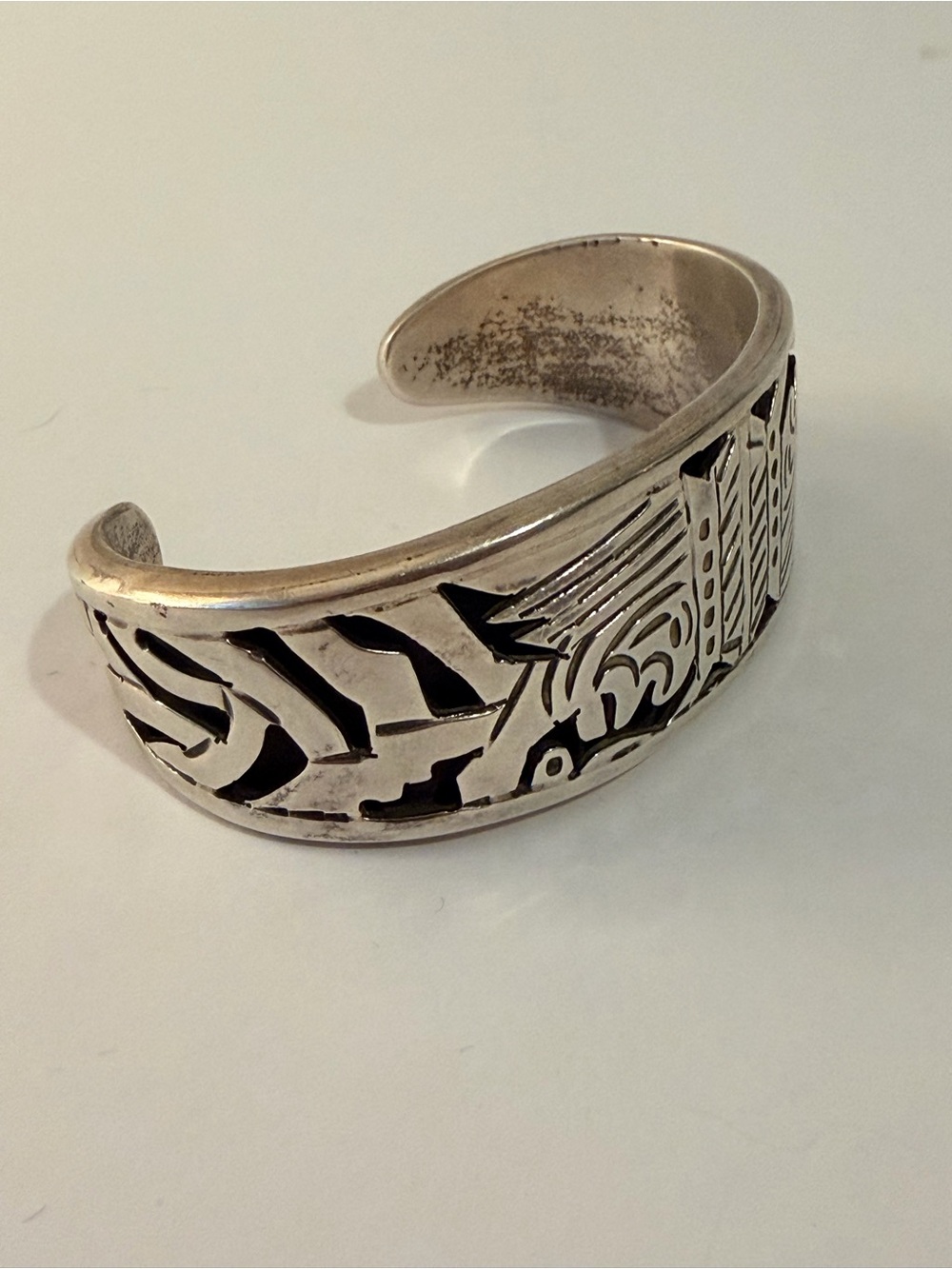 *VINTAGE*  Taxco Mexico Signed Heavy Sterling Silver 925 Wide Cuff Bracelet - Picture 4 of 9
